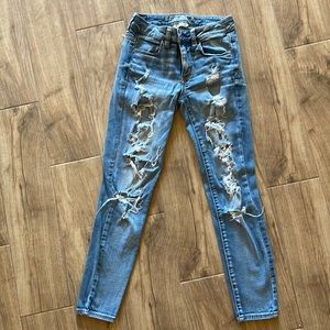American Eagle Jeans, super stretch mid rise ankle jeggings. size 2